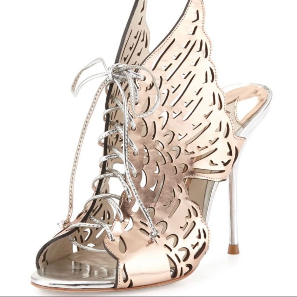 Sophia Webster Cherub Winged Lace Up Mules 37